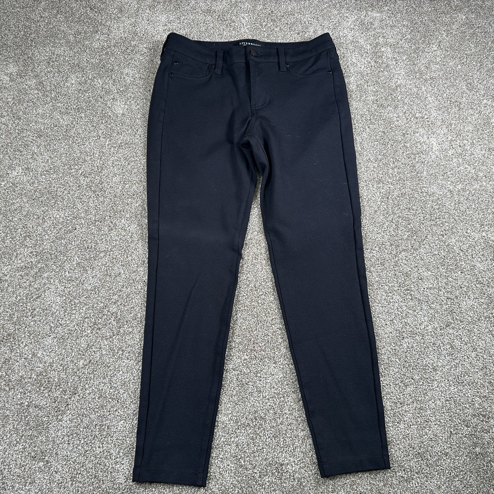 Liverpool Black Mid-Rise Skinny Crop Jeggings 5 Pocket Stretch Size 4 /27 Petite